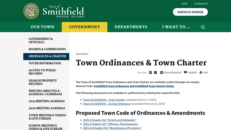 Town Ordinances & Town Charter