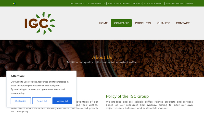 Tradition and quality in the production of instant coffee.