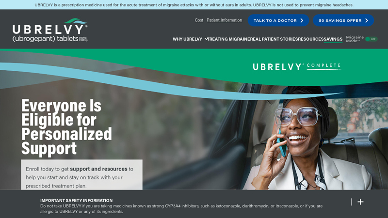 UBRELVY® (ubrogepant) Migraine Prescription Savings & Support