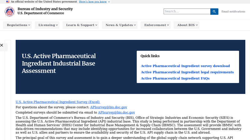 u.s. active pharmaceutical ingredient industrial base assessment