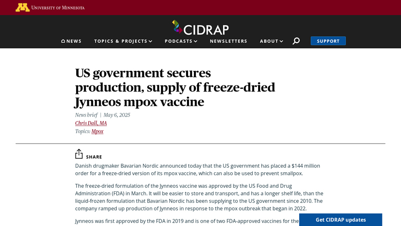 US government secures production, supply of freeze