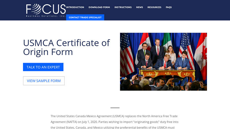 USMCA Certificate of Origin