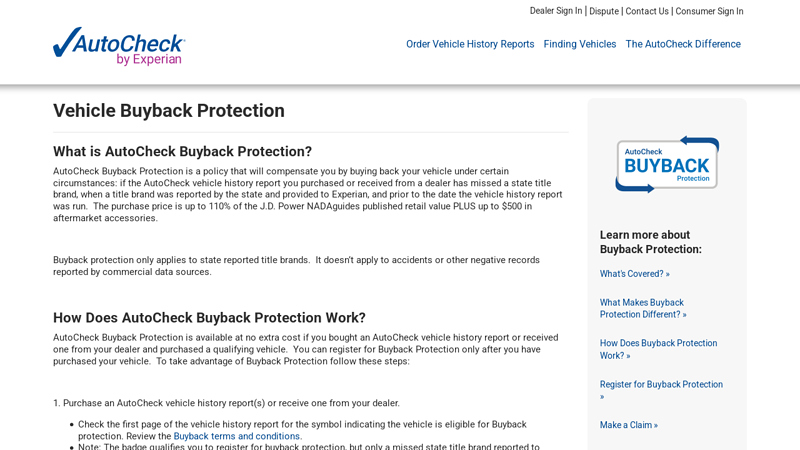 Vehicle Buyback Protection