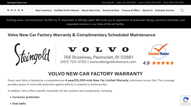 Volvo New Car Factory Warranty & Complimentary Scheduled ...