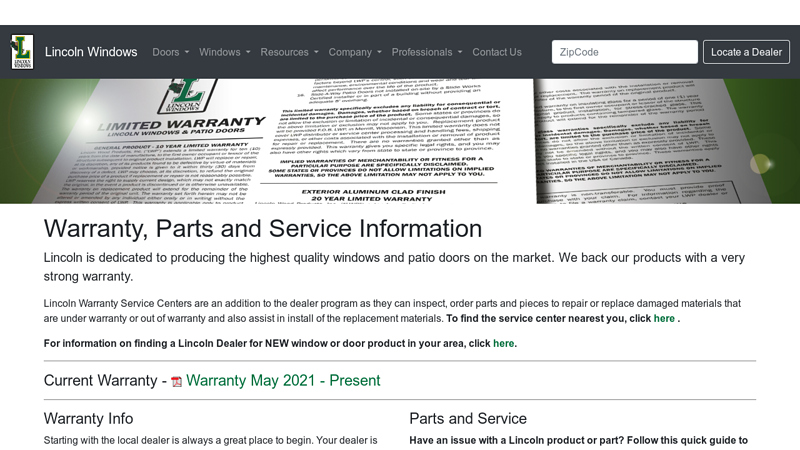 Warranty, Parts and Service Information