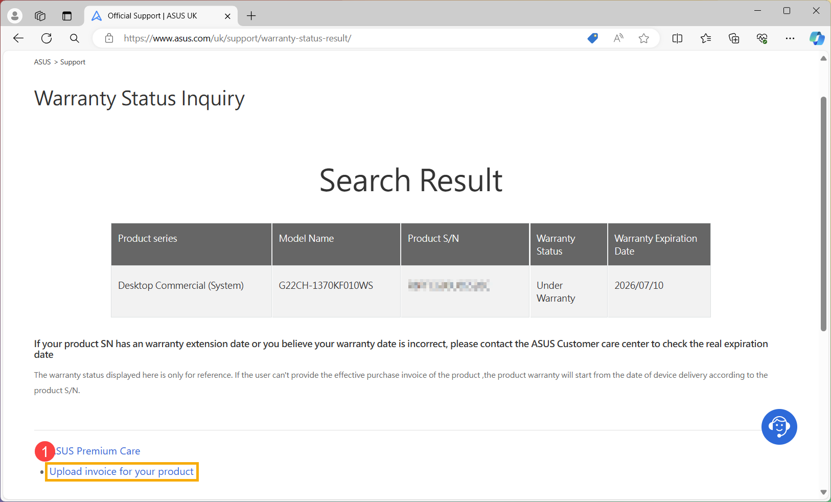 Warranty Status Inquiry