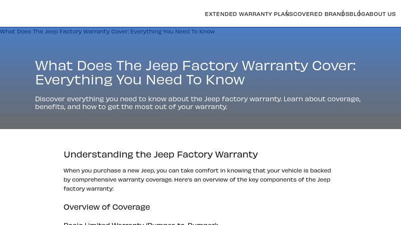 What Does The Jeep Factory Warranty Cover