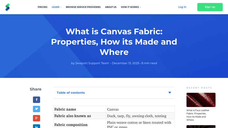 What is Canvas Fabric: Properties, How its Made and Where