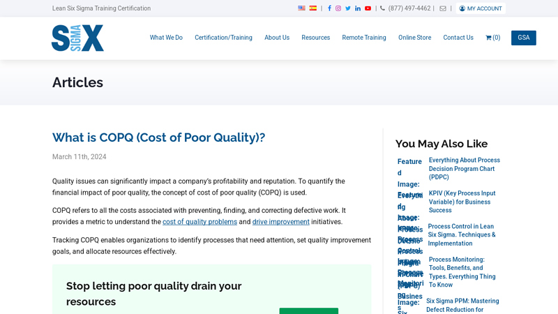 What is COPQ (Cost of Poor Quality)?