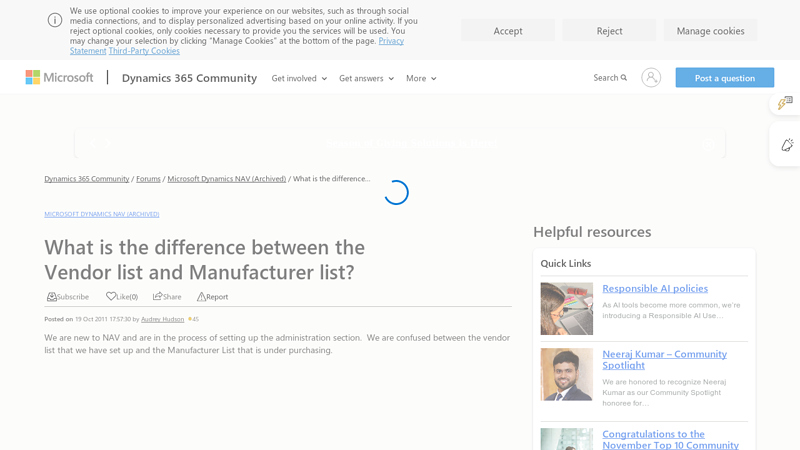 What is the difference between the Vendor list and Manufacturer list?