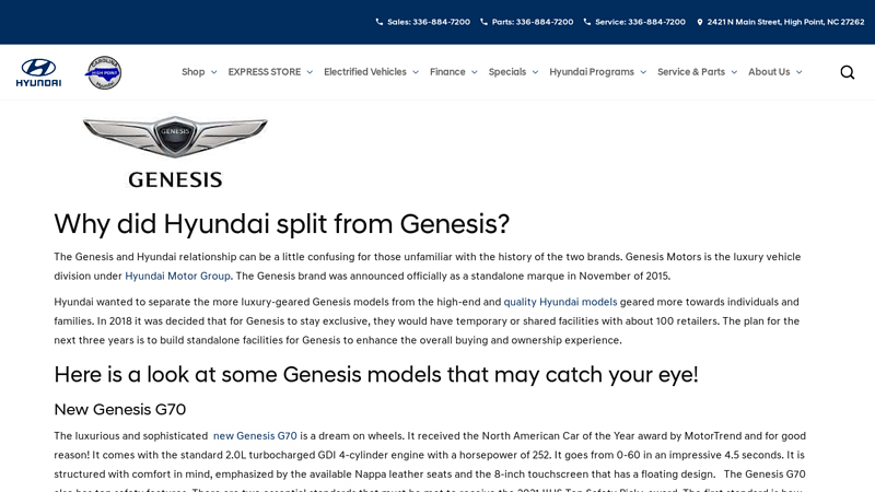 When Did Hyundai Split From Genesis?