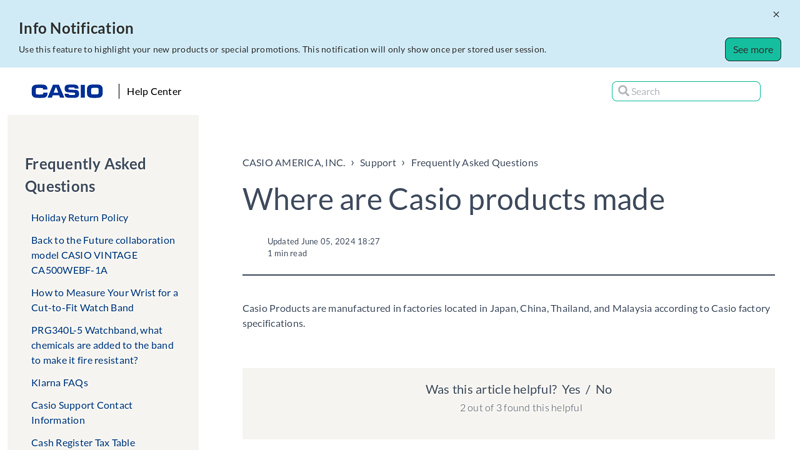 Where are Casio products made