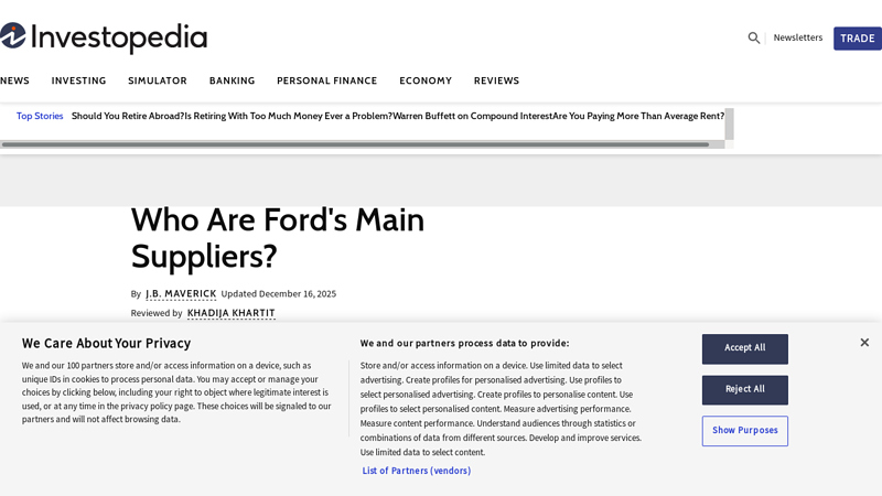 Who Are Ford's Main Suppliers?