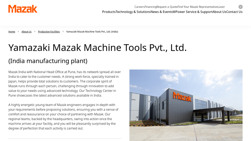 Yamazaki Mazak Machine Tools Pvt., Ltd. (India manufacturing plant)