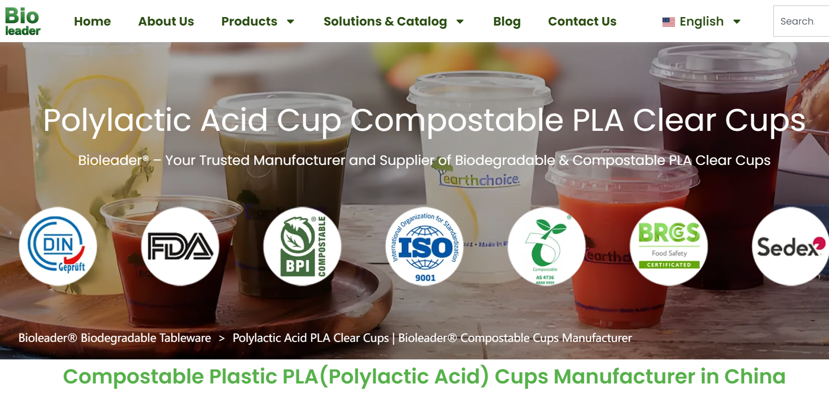 Compostable PLA Cups from China